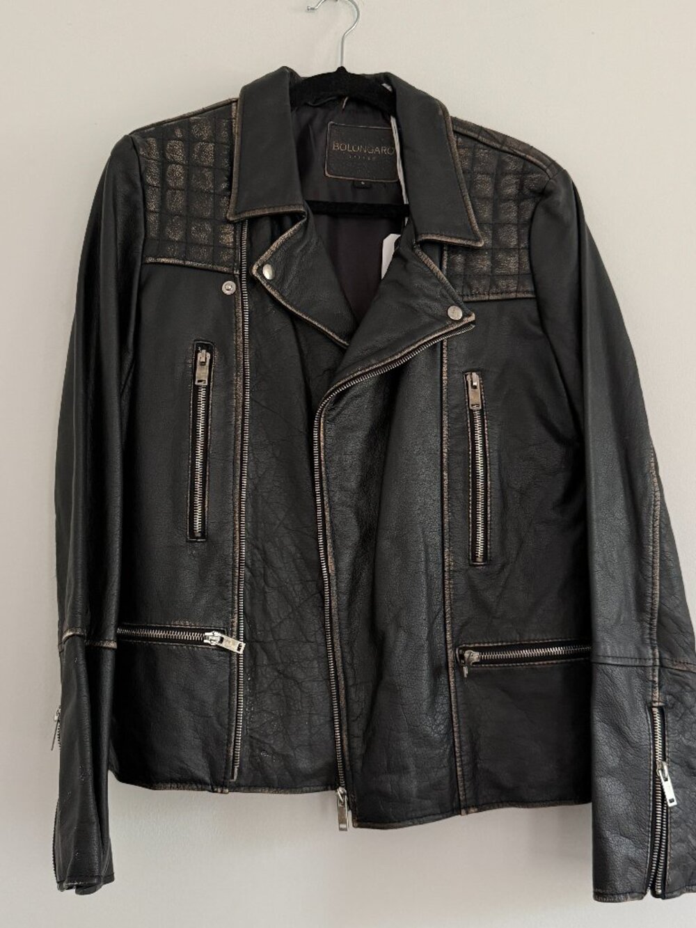 Bolongaro Trevor Leather Moto Jacket NWT